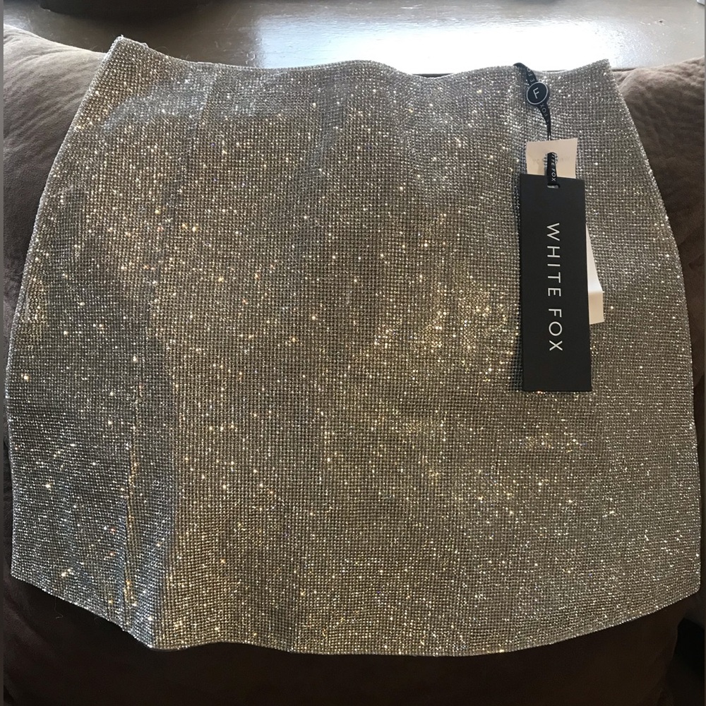 White Fox One Last Time Mini Skirt Silver XS/S